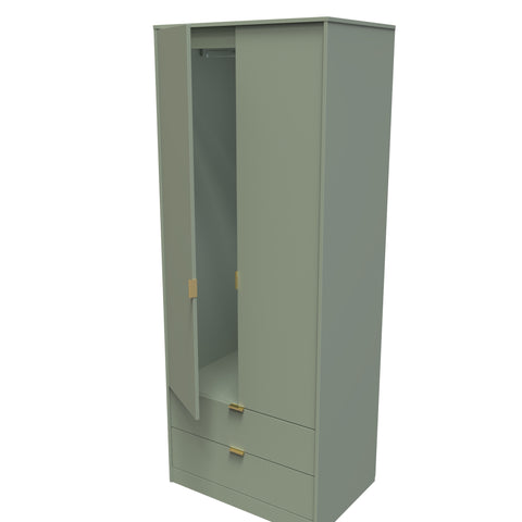 Hong Kong (Gold Hairpin Legs) Tall 2 Drawer Wardrobe