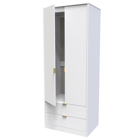 Hong Kong (Gold Hairpin Legs) Tall 2 Drawer Wardrobe