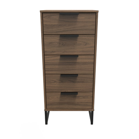 Hong Kong (Black Sleigh Legs) 5 Drawer Bedside Cabinet