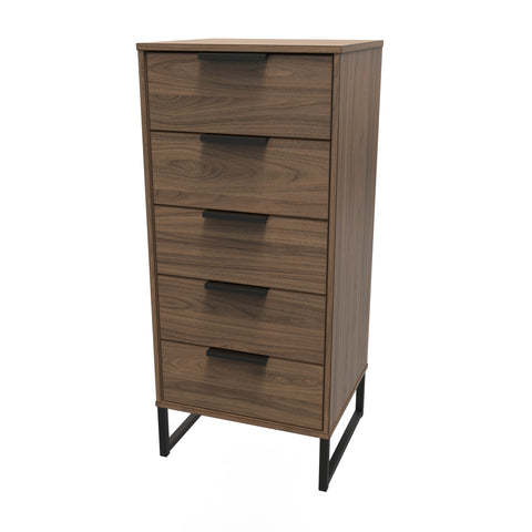 Hong Kong (Black Sleigh Legs) 5 Drawer Bedside Cabinet