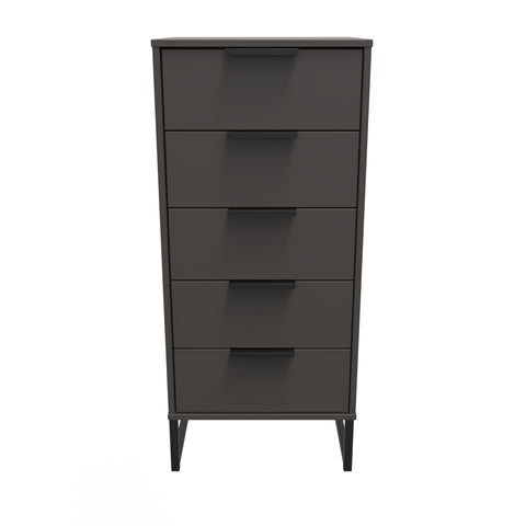 Hong Kong (Black Sleigh Legs) 5 Drawer Bedside Cabinet