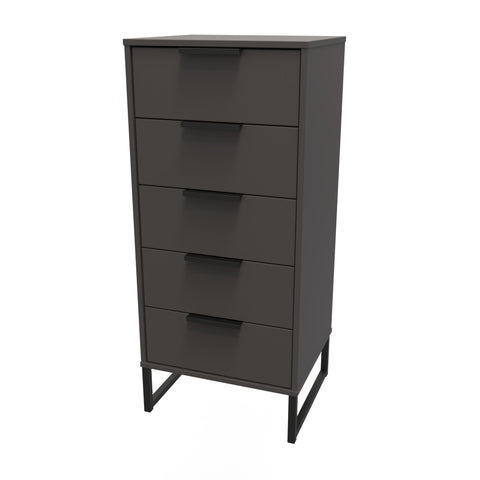 Hong Kong (Black Sleigh Legs) 5 Drawer Bedside Cabinet