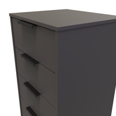 Hong Kong (Black Sleigh Legs) 5 Drawer Bedside Cabinet