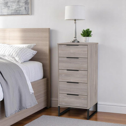 Hong Kong (Black Sleigh Legs) 5 Drawer Bedside Cabinet