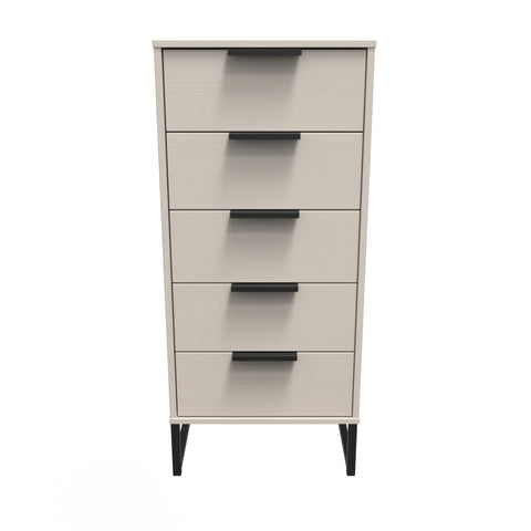Hong Kong (Black Sleigh Legs) 5 Drawer Bedside Cabinet