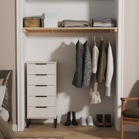 Hong Kong (Black Sleigh Legs) 5 Drawer Bedside Cabinet