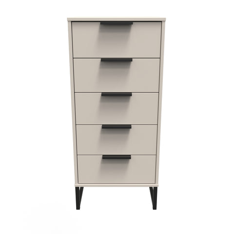 Hong Kong (Black Sleigh Legs) 5 Drawer Bedside Cabinet