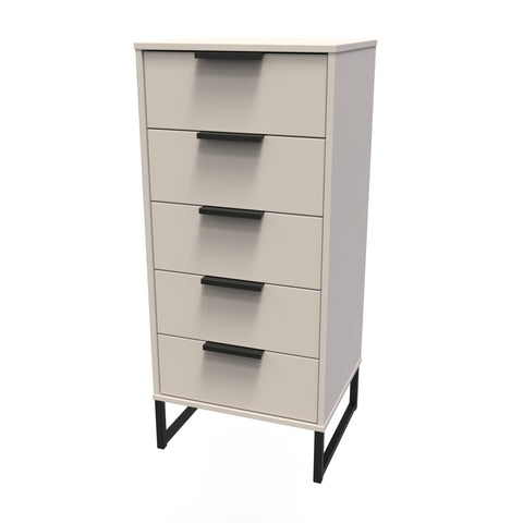 Hong Kong (Black Sleigh Legs) 5 Drawer Bedside Cabinet