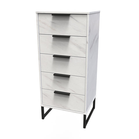 Hong Kong (Black Sleigh Legs) 5 Drawer Bedside Cabinet