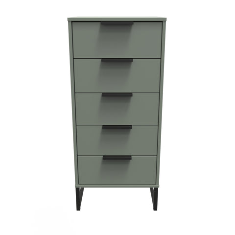 Hong Kong (Black Sleigh Legs) 5 Drawer Bedside Cabinet