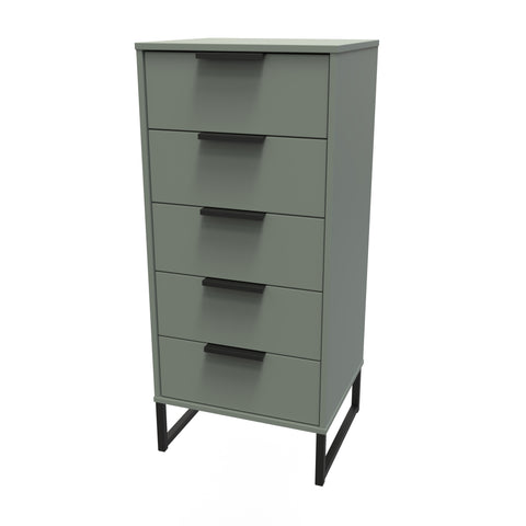 Hong Kong (Black Sleigh Legs) 5 Drawer Bedside Cabinet