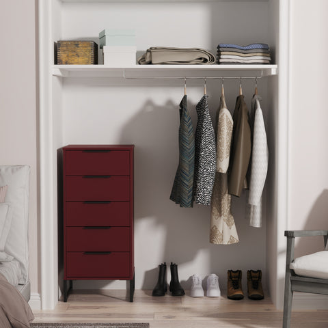 Hong Kong (Black Sleigh Legs) 5 Drawer Bedside Cabinet
