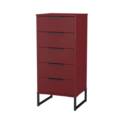 Hong Kong (Black Sleigh Legs) 5 Drawer Bedside Cabinet