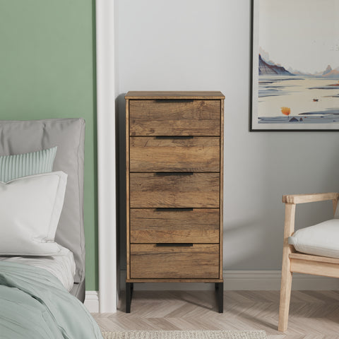 Hong Kong (Black Sleigh Legs) 5 Drawer Bedside Cabinet
