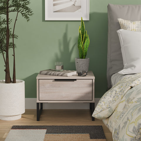 Hong Kong (Black Sleigh Legs) 1 Drawer Bedside Cabinet  with Legs