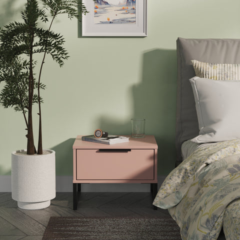 Hong Kong (Black Sleigh Legs) 1 Drawer Bedside Cabinet  with Legs