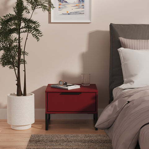 Hong Kong (Black Sleigh Legs) 1 Drawer Bedside Cabinet  with Legs