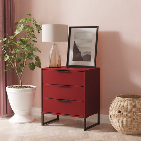 Hong Kong (Black Sleigh Legs) 3 Drawer Midi Chest with Legs