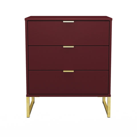 Hong Kong (Gold Sleigh Legs) 3 Drawer Midi Chest with Legs