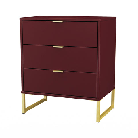 Hong Kong (Gold Sleigh Legs) 3 Drawer Midi Chest with Legs