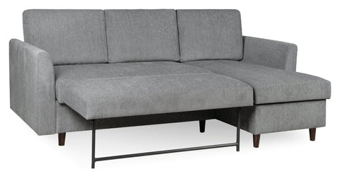 Brixham corner sofa bed in grey in bed configuration