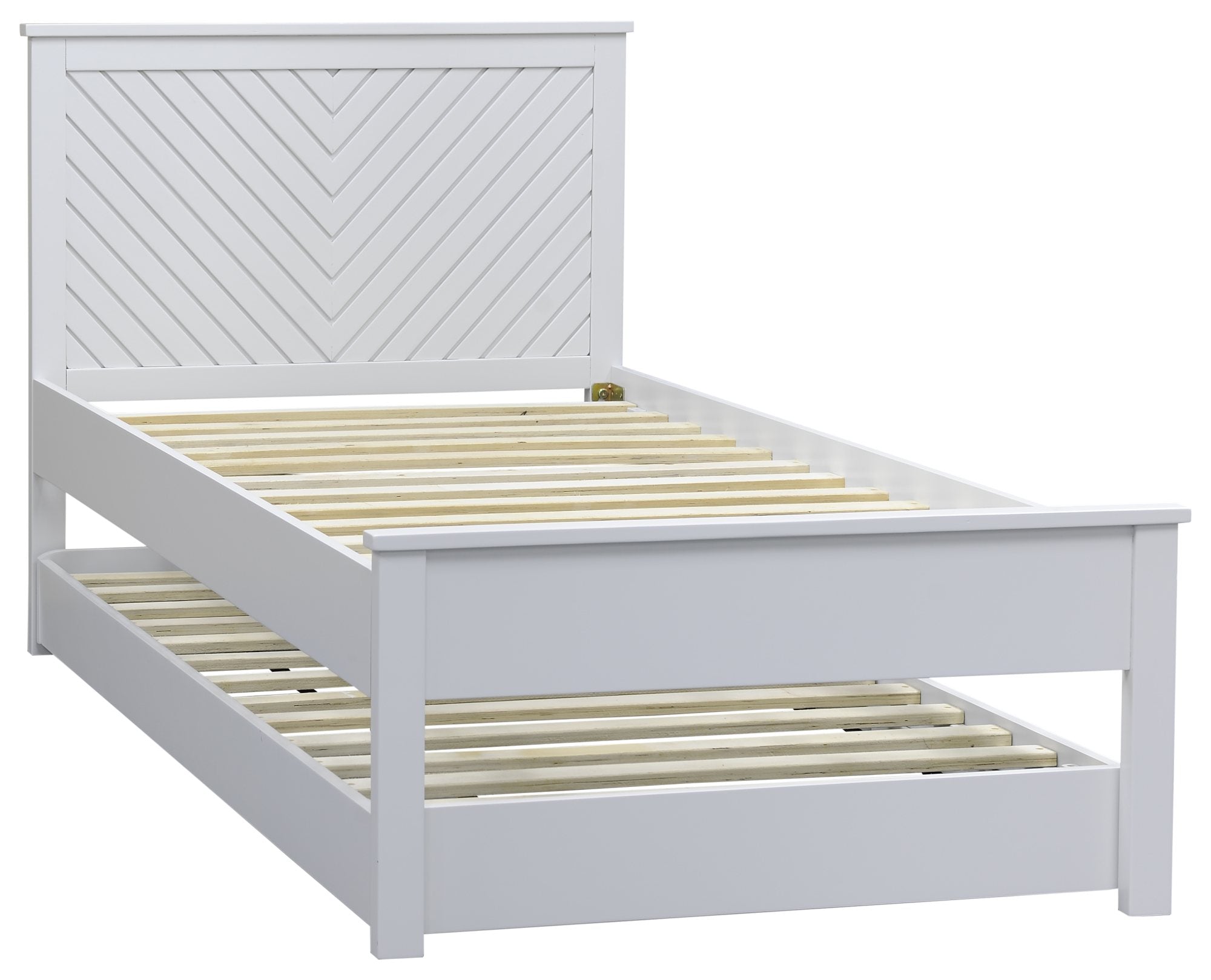Chevron guest bed set up as a single bed