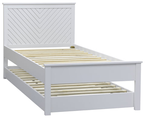 Chevron guest bed set up as a single bed