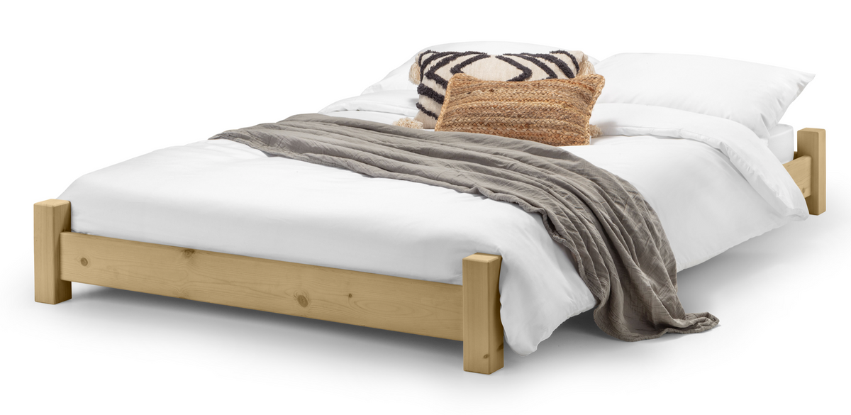 Low bed frame in "light oak" finish