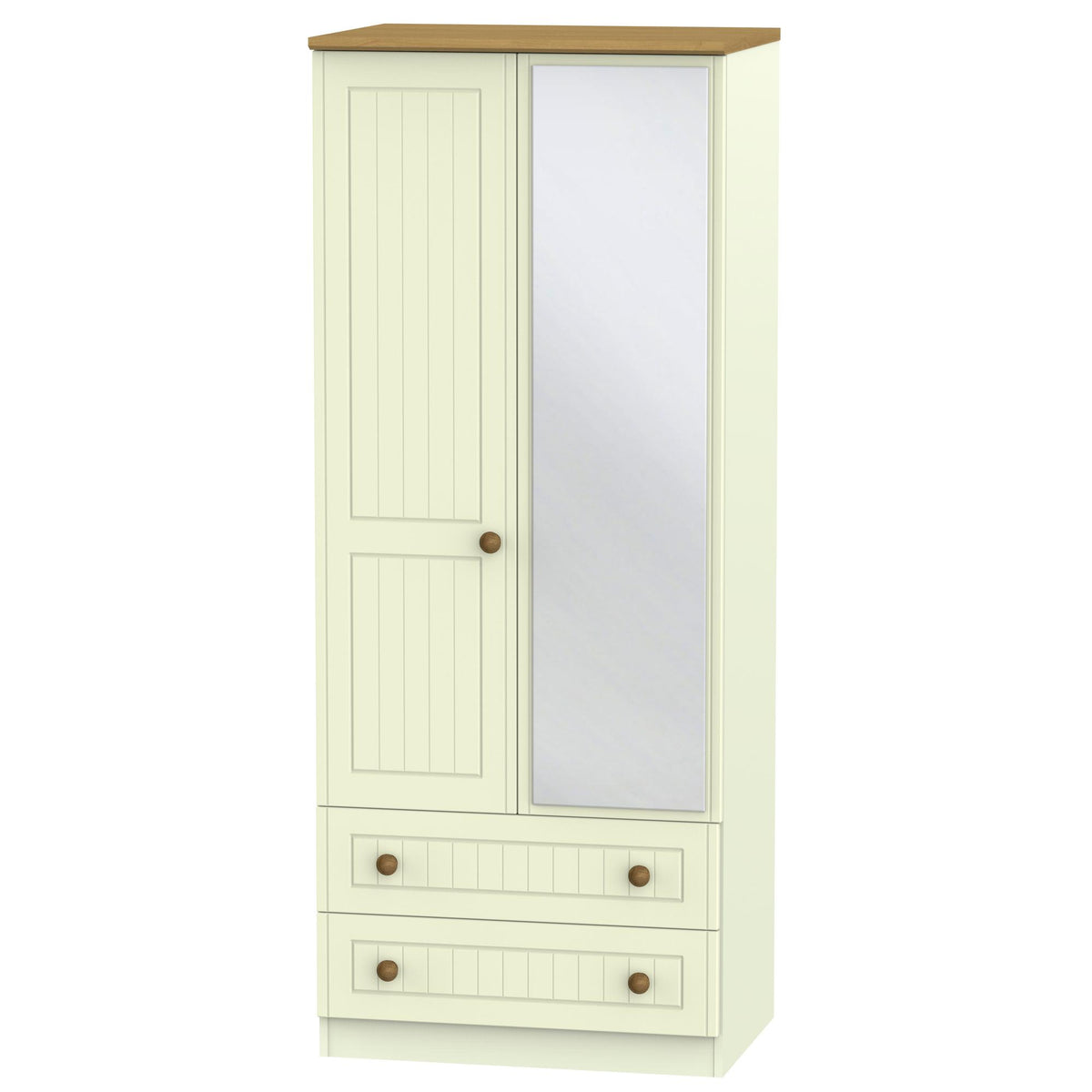 Warwick 2ft6in 2 Drawer Mirror Wardrobe
