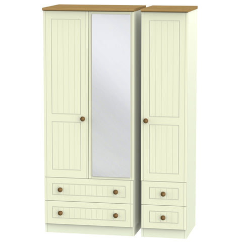 Warwick Triple 2 Drawer Mirror + Drawer Wardrobe