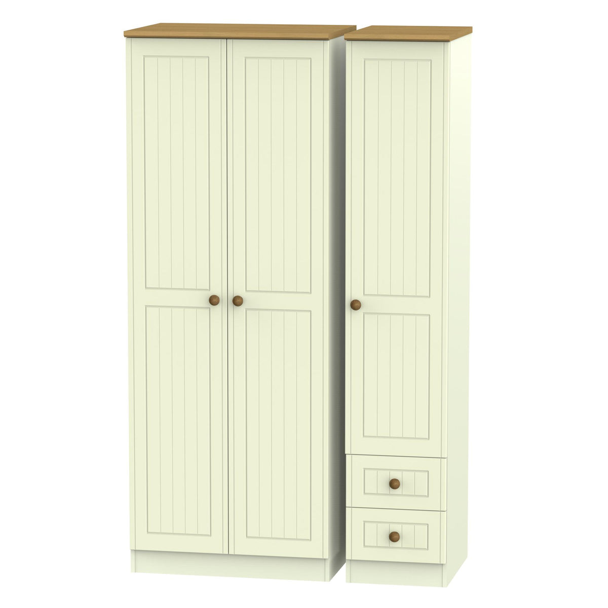 Warwick Tall Triple Plain + Drawer Wardrobe