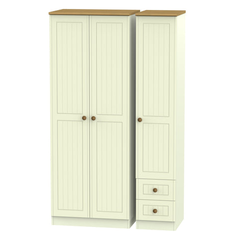 Warwick Tall Triple Plain + Drawer Wardrobe