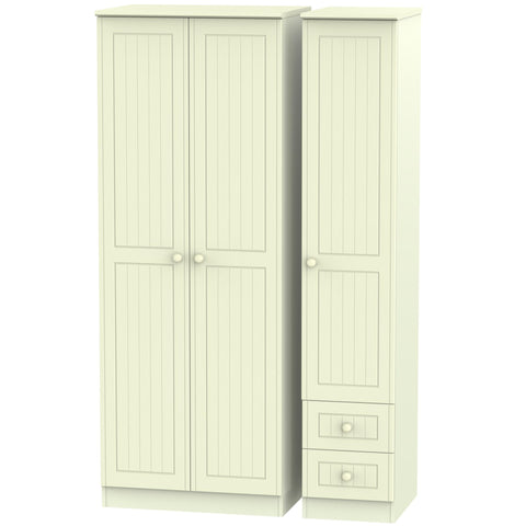 Warwick Tall Triple Plain + Drawer Wardrobe