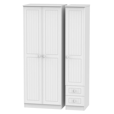 Warwick Tall Triple Plain + Drawer Wardrobe