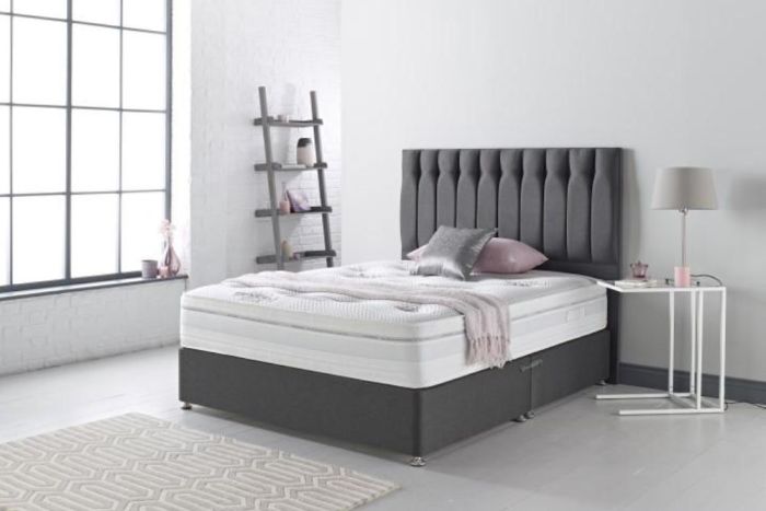 Non storage bed base in grey with Stratford Headboard